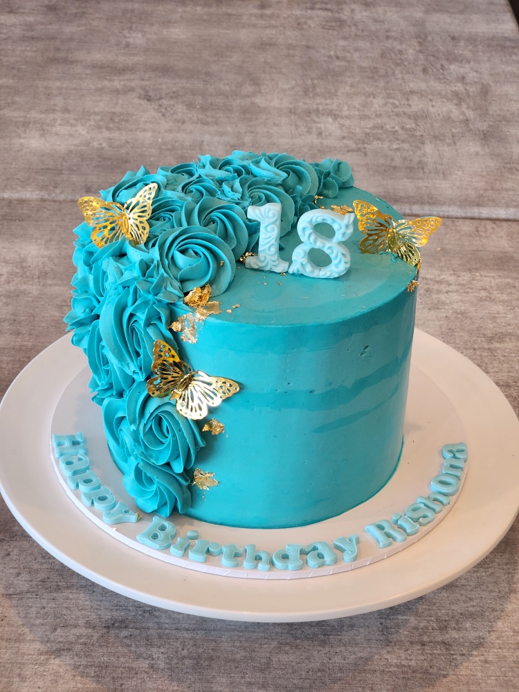 Blue Buttercream Swirl Cake